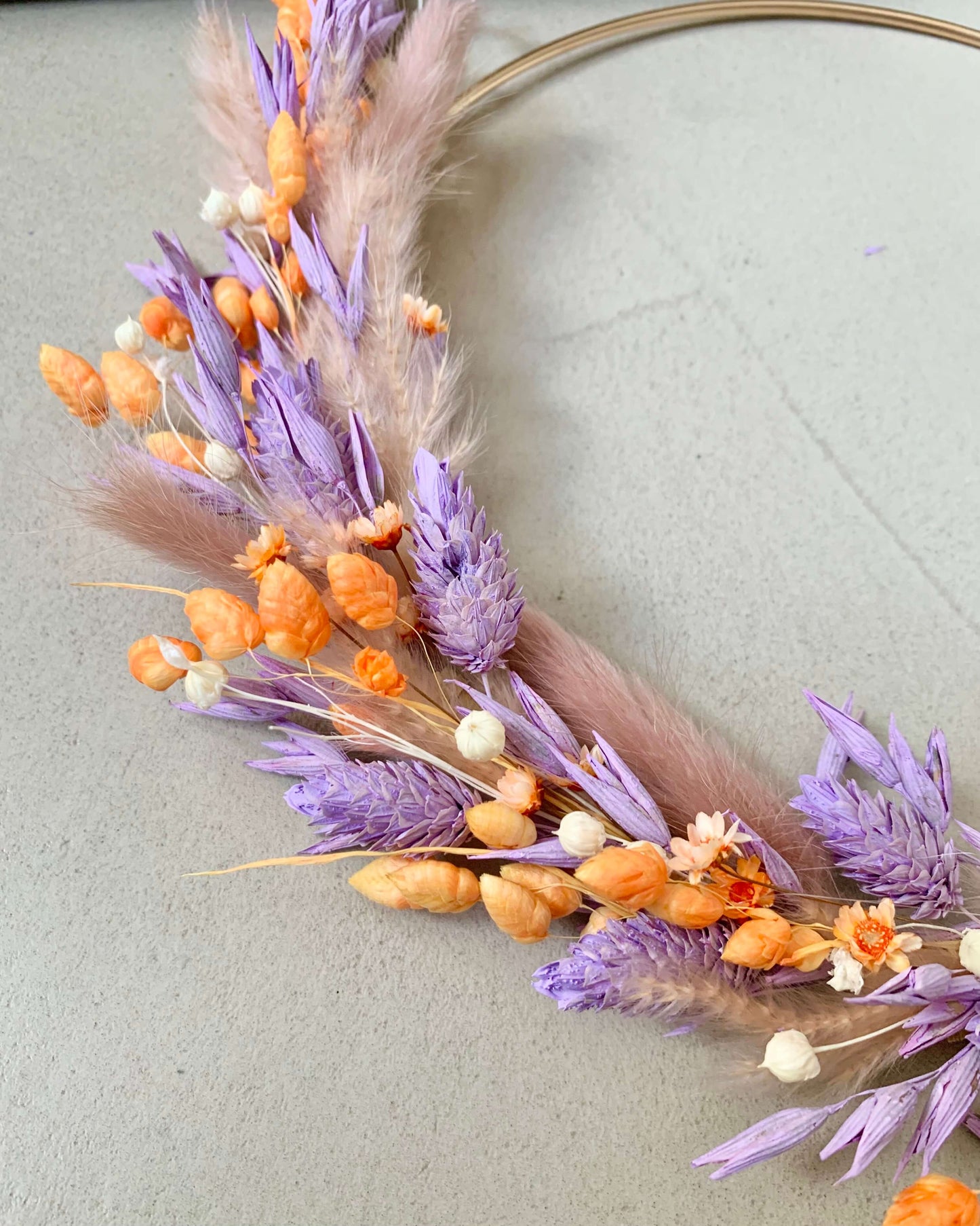 Kit DIY - Couronne murale fleurie "Lila et Orange" - BelemBouture