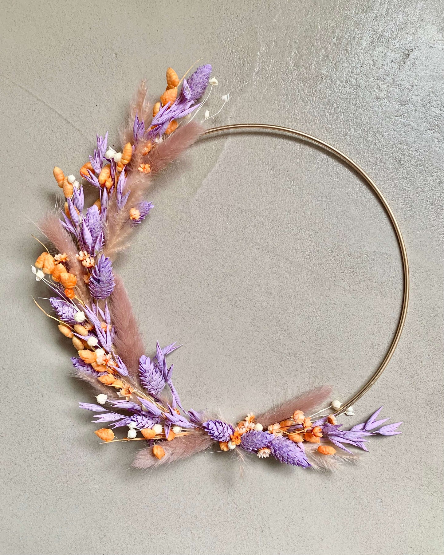 Kit DIY - Couronne murale fleurie "Lila et Orange" - BelemBouture