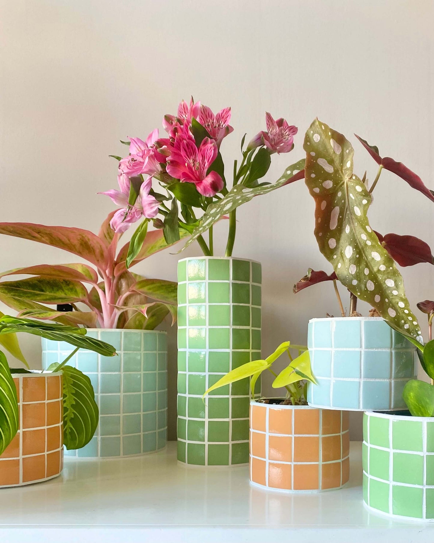 Vase mosaïque "Jungle Pop" fabriqué en Alsace