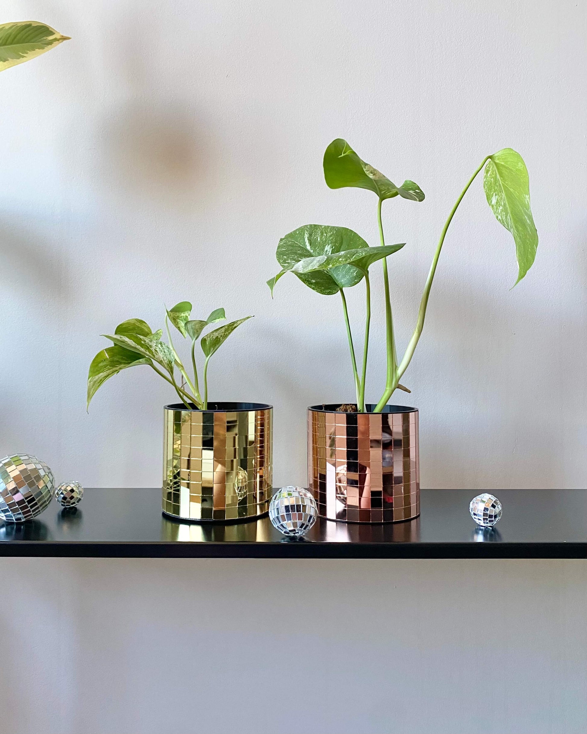 Cache-pot disco à facettes – modèle rond doré & cuivré BelemBouture