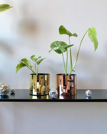 Cache-pot disco à facettes – modèle rond doré & cuivré BelemBouture