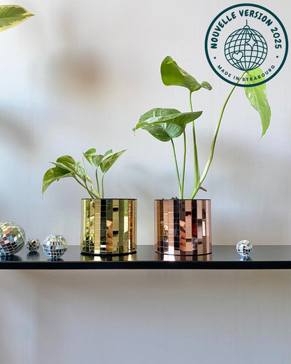 Cache-pot disco à facettes – modèle rond doré & cuivré BelemBouture